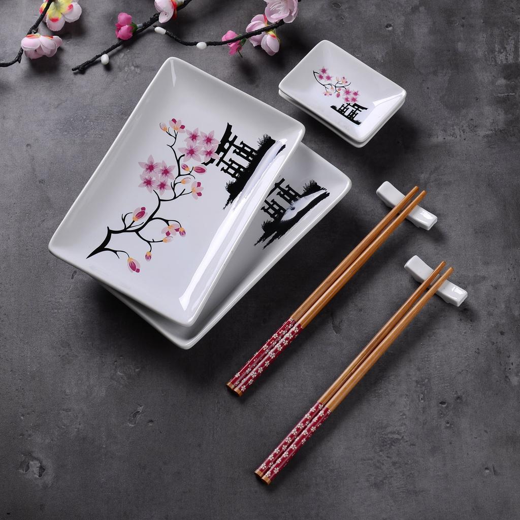 Porcelain Sushi Dish Set for Two (8-Piece) by HitMyNeed