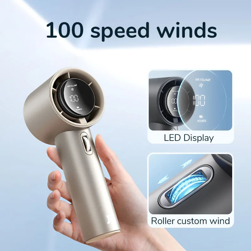 Portable 100-Speed Bladeless Handheld Fan USB Rechargeable by HitMyNeed