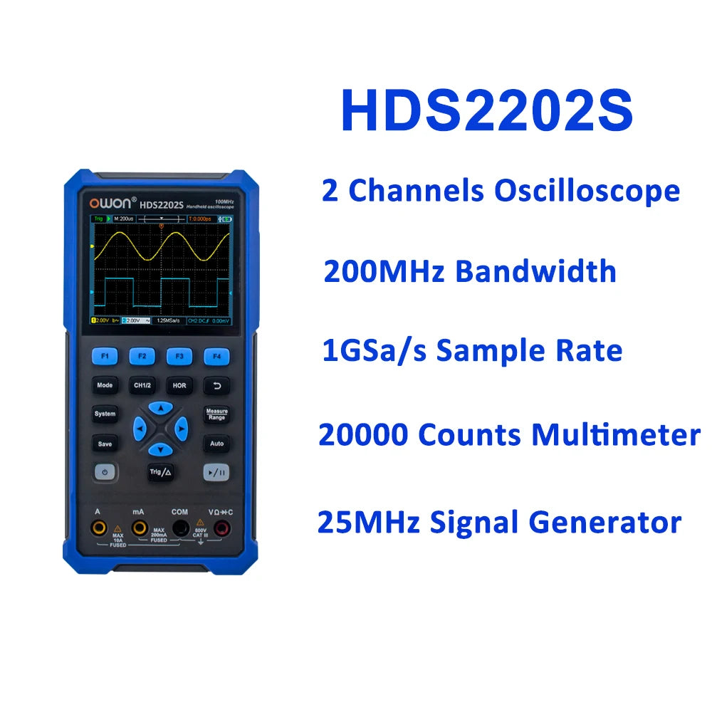 Portable 2‑Channel Digital Oscilloscope 100/200MHz 3‑in‑1 by HitMyNeed
