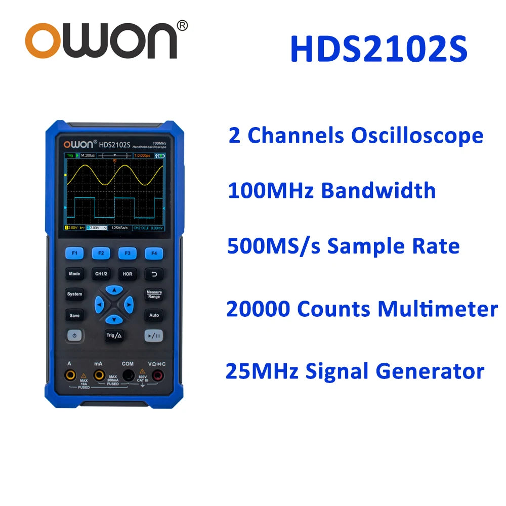 Portable 2‑Channel Digital Oscilloscope 100/200MHz 3‑in‑1 by HitMyNeed