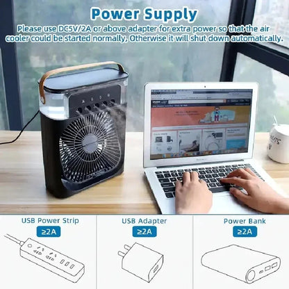 Portable 3-in-1 Air Cooler Fan with Humidifier & LED by HitMyNeed
