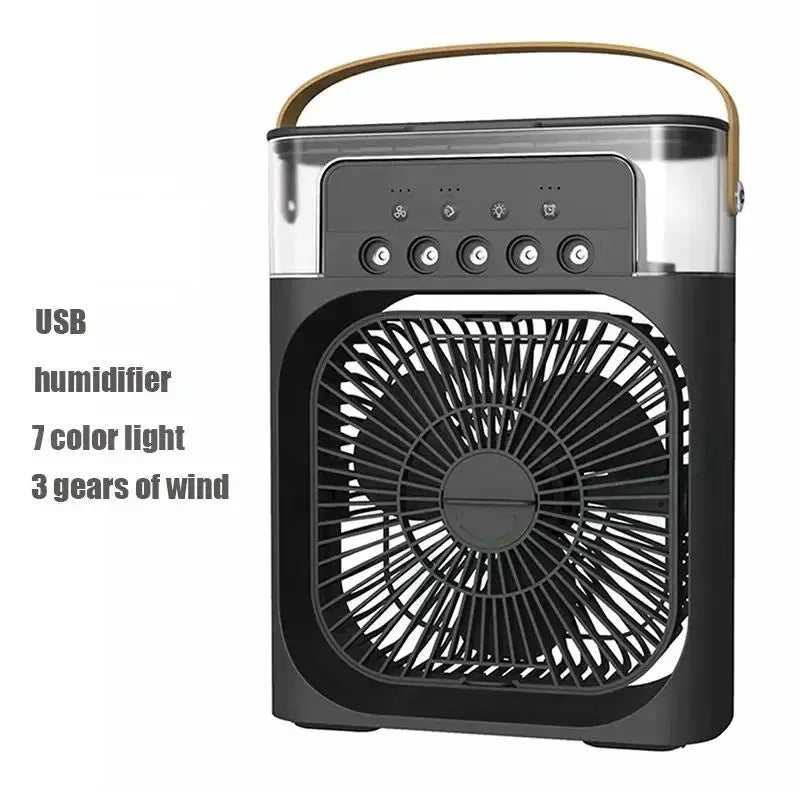 Portable 3-in-1 Air Cooler Fan with Humidifier & LED black by HitMyNeed