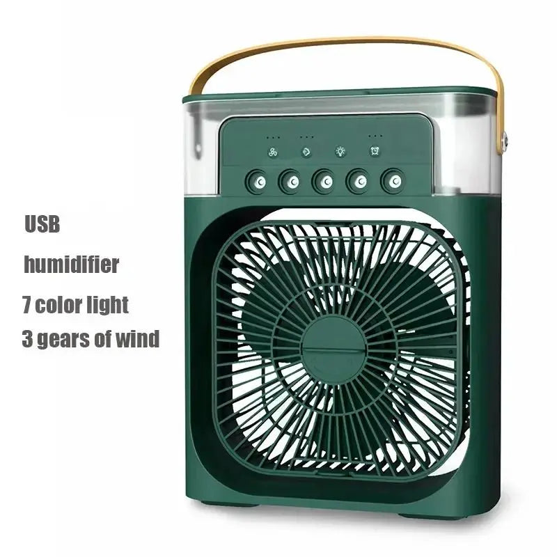 Portable 3-in-1 Air Cooler Fan with Humidifier & LED green by HitMyNeed