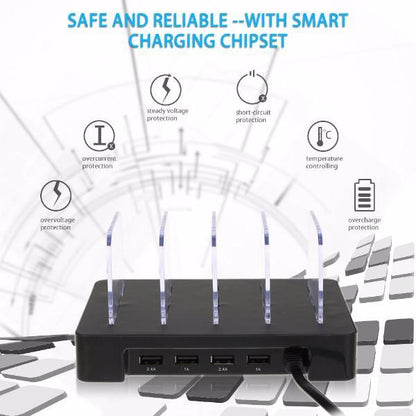 Portable 4-Port USB Charging Hub with Stand by HitMyNeed