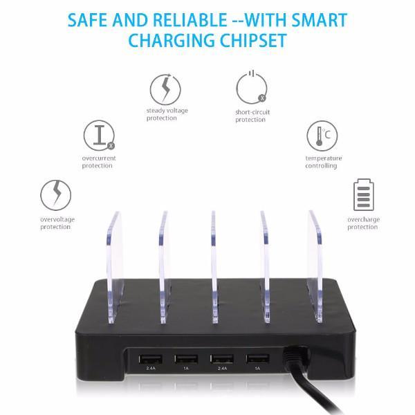 Portable 4-Port USB Charging Hub with Stand by HitMyNeed