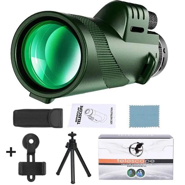 Portable 80x HD Monocular Telescope with Phone Mount g872d-green-suit2 by HitMyNeed