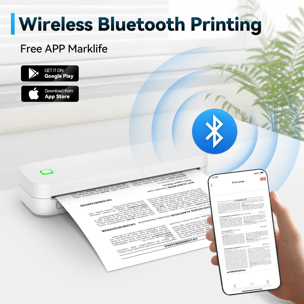 Portable A4 Inkless Bluetooth Thermal Printer by HitMyNeed