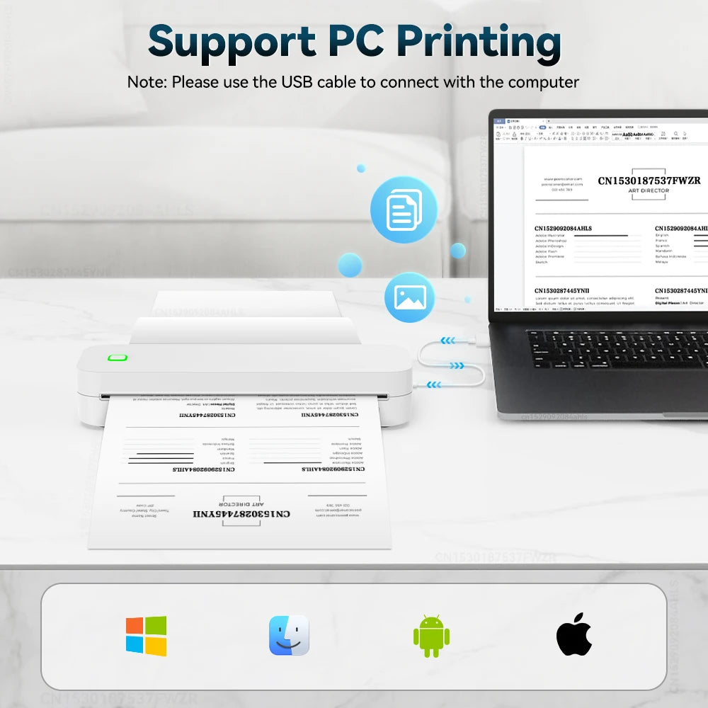 Portable A4 Inkless Bluetooth Thermal Printer by HitMyNeed