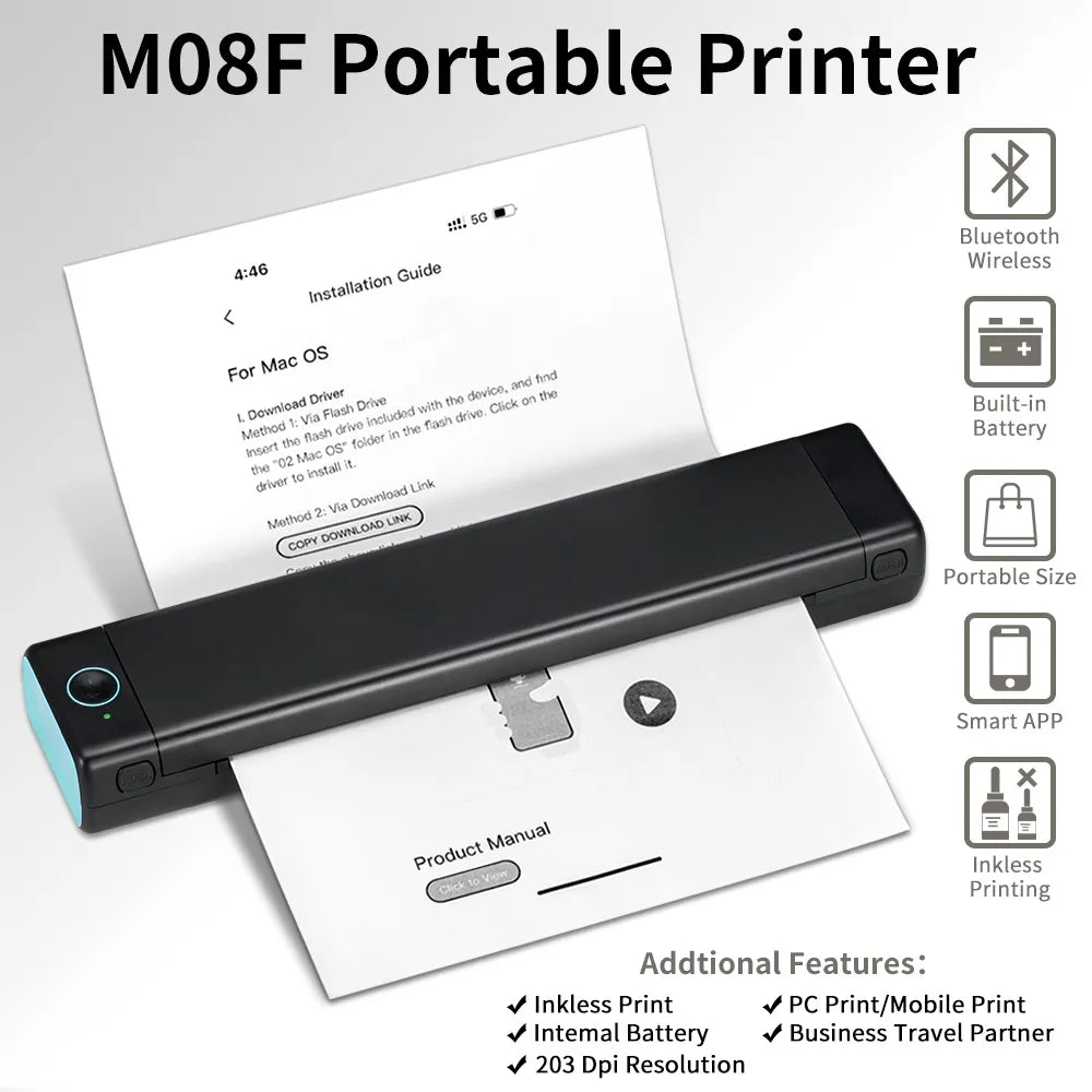 Portable A4 Wireless Thermal Printer for Travel by HitMyNeed