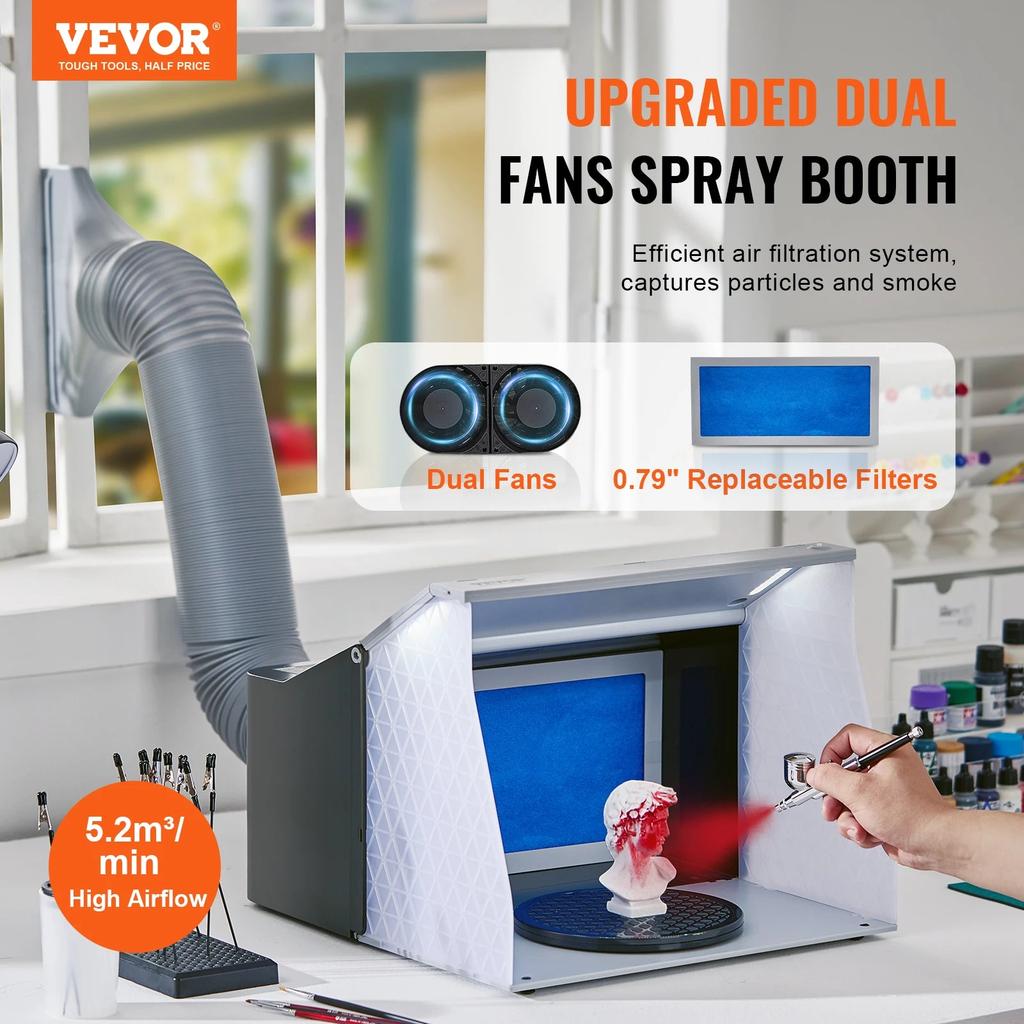 Portable Airbrush Spray Booth with LED & Dual Fans by HitMyNeed