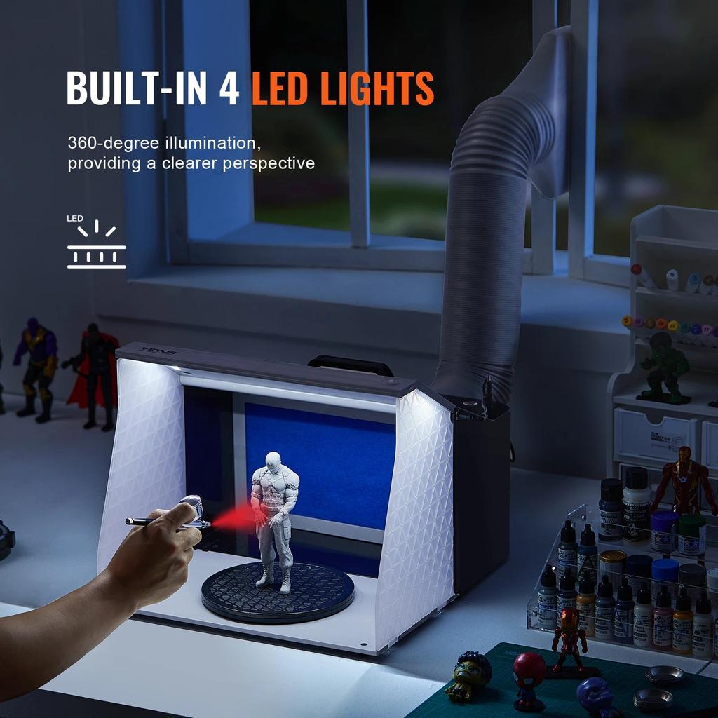 Portable Airbrush Spray Booth with LED & Dual Fans by HitMyNeed