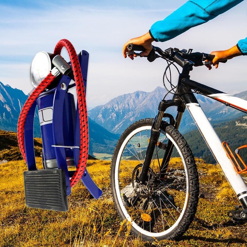 Portable Bicycle Foot Pump with Gauge by HitMyNeed