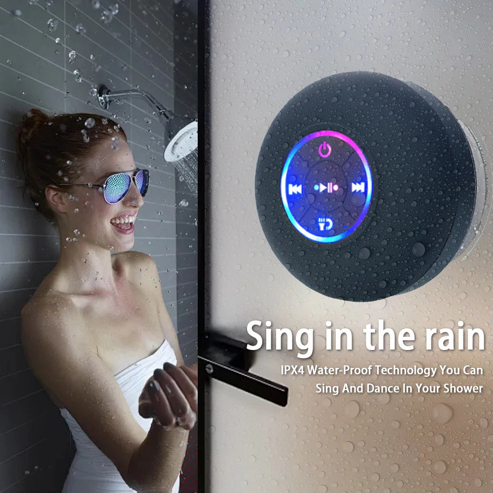 Portable Bluetooth Shower Speaker with LED & Suction Cup by HitMyNeed