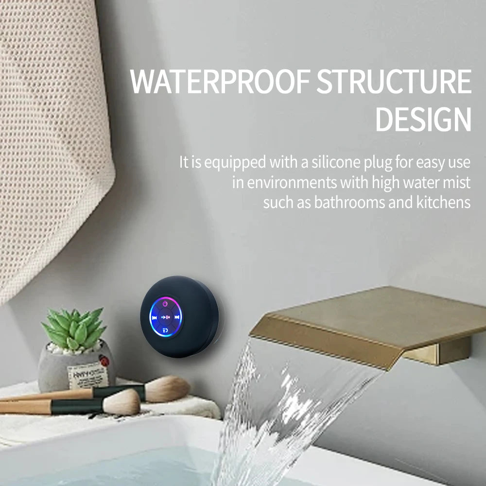 Portable Bluetooth Shower Speaker with LED & Suction Cup by HitMyNeed