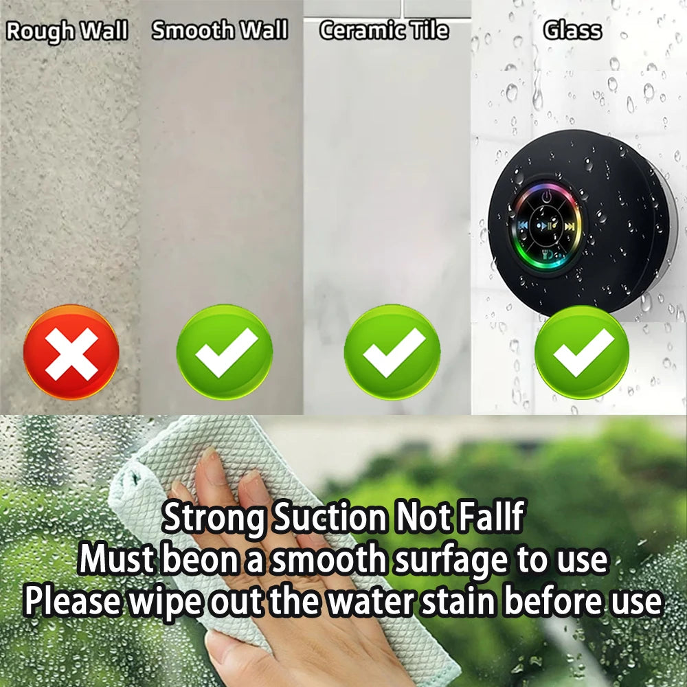 Portable Bluetooth Shower Speaker with LED & Suction Cup by HitMyNeed