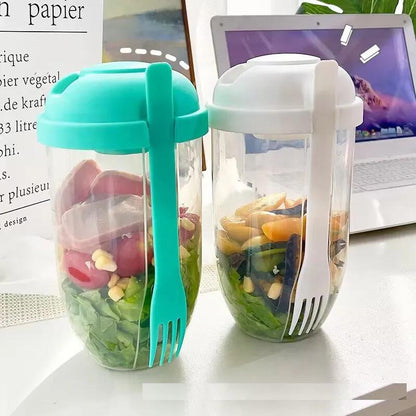 Portable Bottle Salad Container with Fork, 1000ml by HitMyNeed