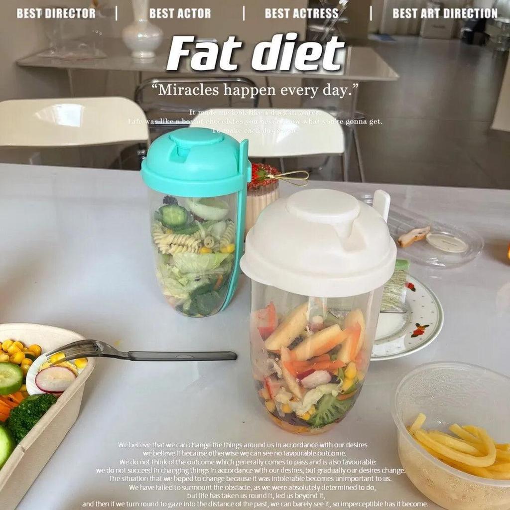 Portable Bottle Salad Container with Fork, 1000ml by HitMyNeed