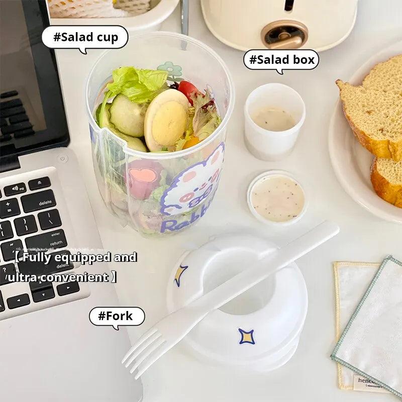 Portable Bottle Salad Container with Fork, 1000ml by HitMyNeed