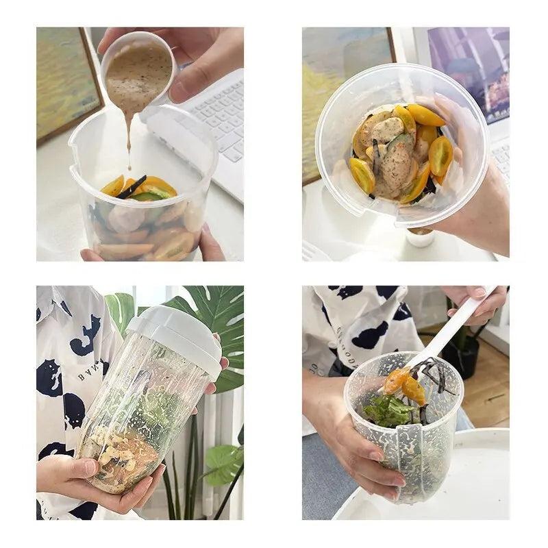Portable Bottle Salad Container with Fork, 1000ml by HitMyNeed