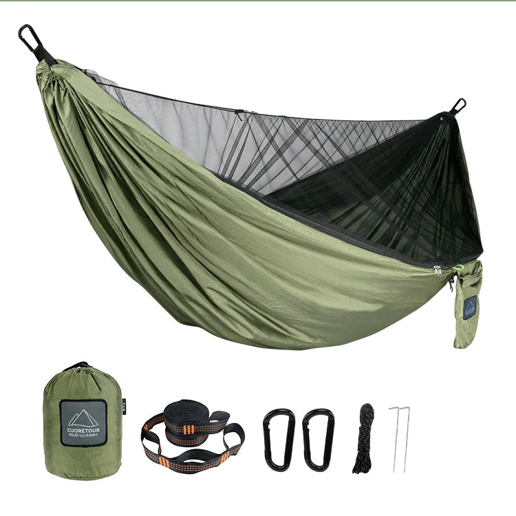 Portable Camping Hammock with Mosquito Net army-green by HitMyNeed