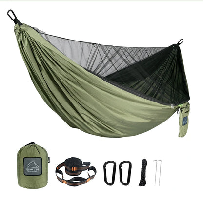 Portable Camping Hammock with Mosquito Net army-green by HitMyNeed