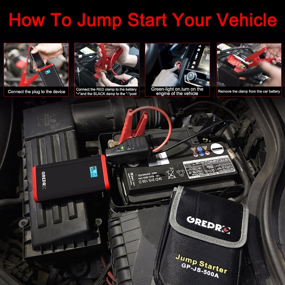 Portable Car Jump Starter 9000mAh with LED Flashlight by HitMyNeed