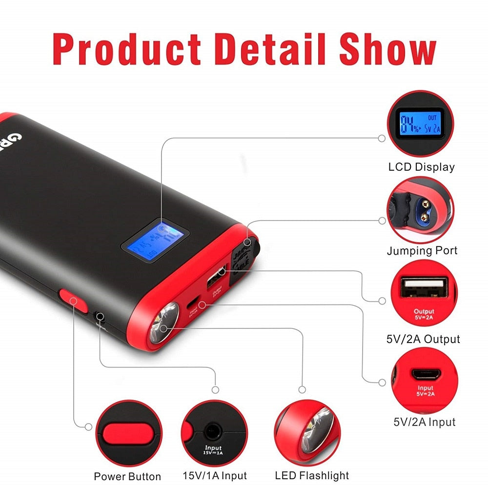 Portable Car Jump Starter 9000mAh with LED Flashlight by HitMyNeed