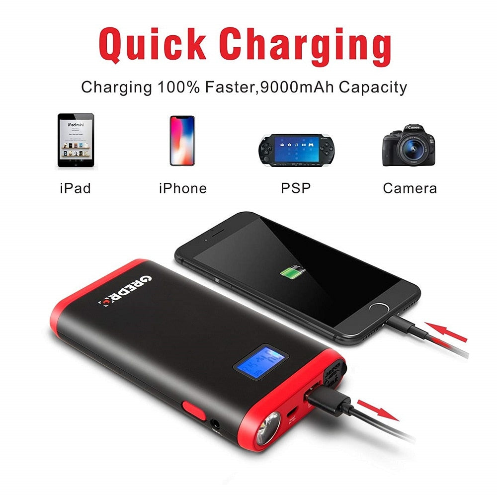 Portable Car Jump Starter 9000mAh with LED Flashlight by HitMyNeed