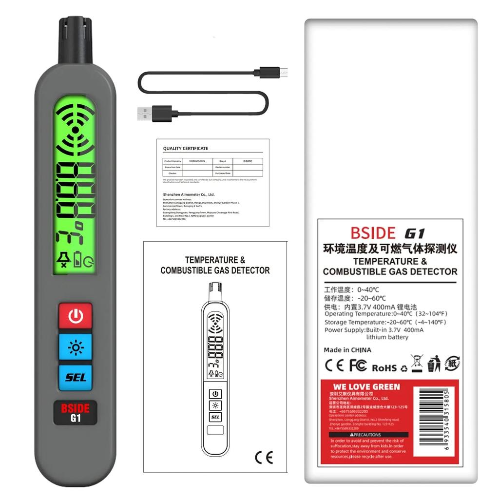 Portable Combustible Gas Detector with Temp & Humidity by HitMyNeed