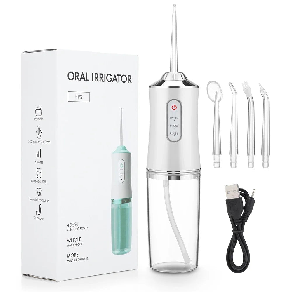 Portable Dental Water Jet Oral Irrigator, 3 Modes white-oral-irrigator by HitMyNeed