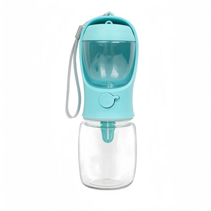 Portable Dog & Cat Travel Water Bottle with Food Box blue 550ml by HitMyNeed