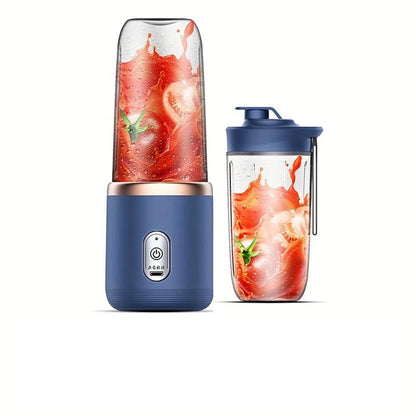 Portable Electric Blender Bottle with 6 Blades blue-double-cup by HitMyNeed