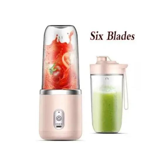 Portable Electric Blender Bottle with 6 Blades pink-double-cup by HitMyNeed