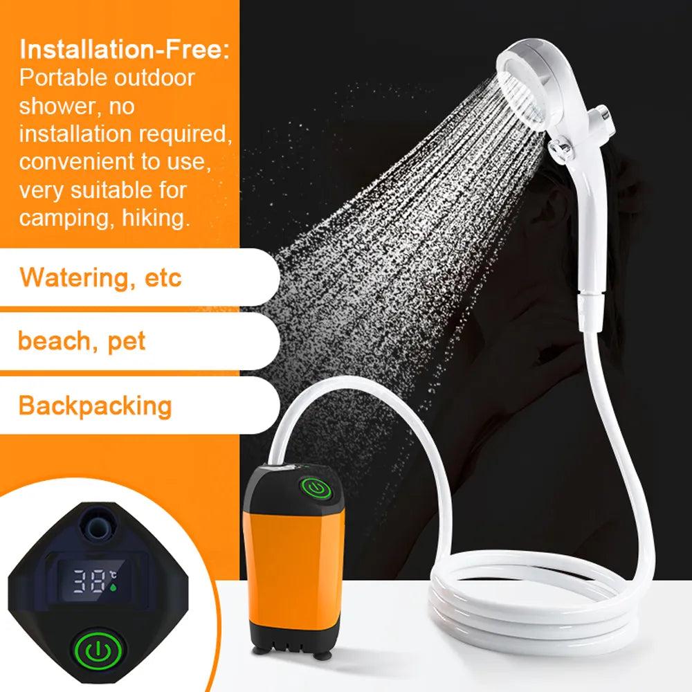 Portable Electric Camping Shower with Digital Display by HitMyNeed