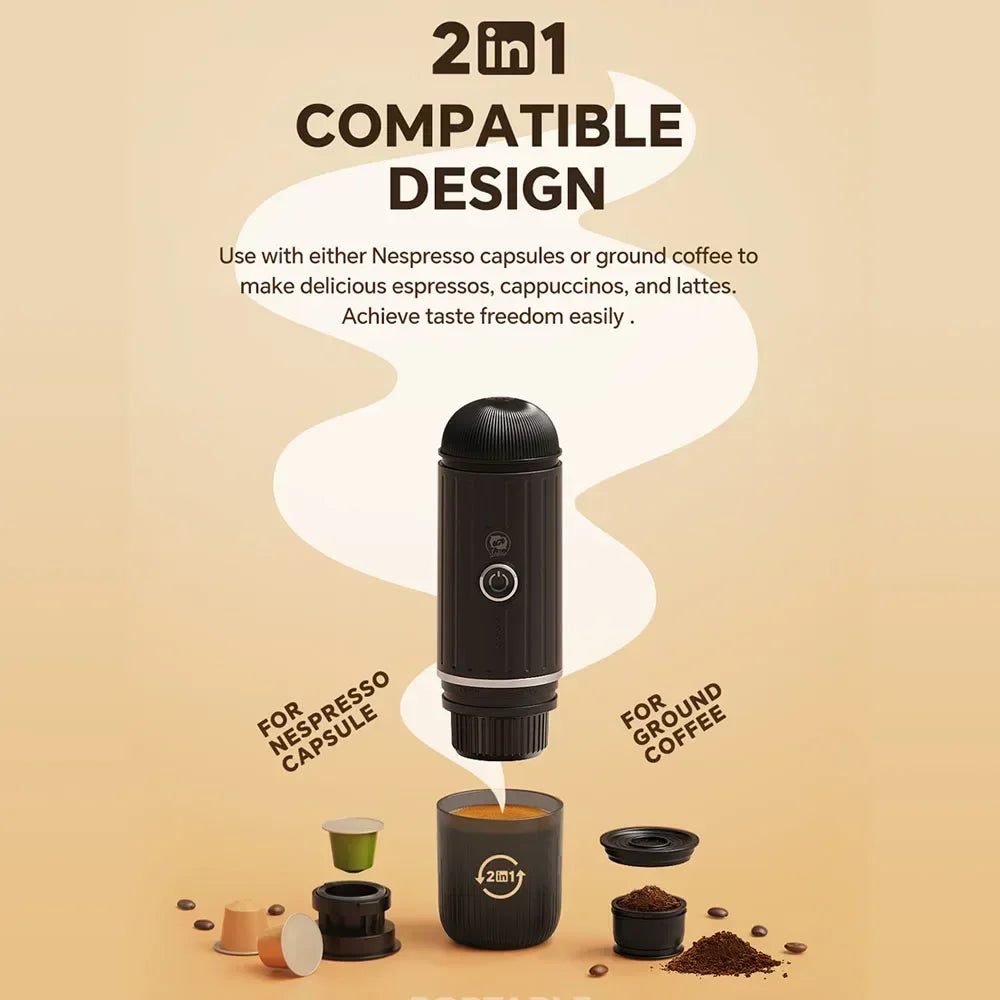 Portable Electric Espresso Maker for Capsules & Ground by HitMyNeed