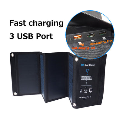 Portable Foldable 28W Solar Charger with USB Ports by HitMyNeed