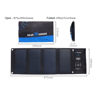 Portable Foldable 28W Solar Charger with USB Ports by HitMyNeed