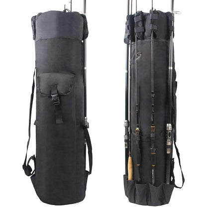 Portable Foldable Fishing Rod Cylinder Shoulder Bag black by HitMyNeed
