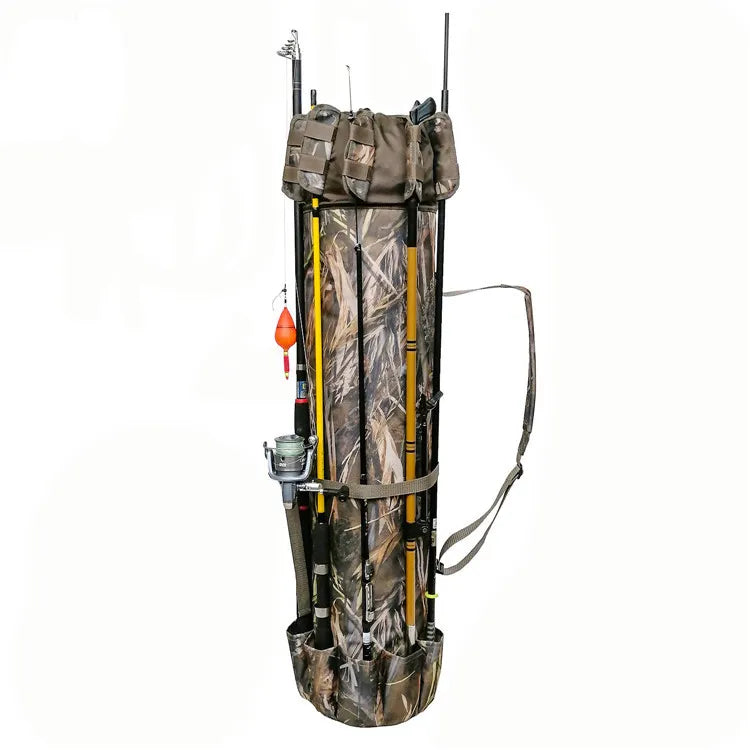 Portable Foldable Fishing Rod Cylinder Shoulder Bag camo1 by HitMyNeed