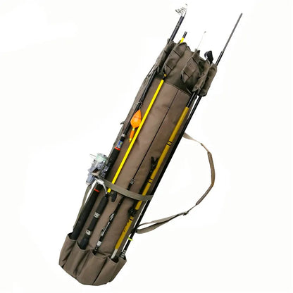 Portable Foldable Fishing Rod Cylinder Shoulder Bag khaki by HitMyNeed