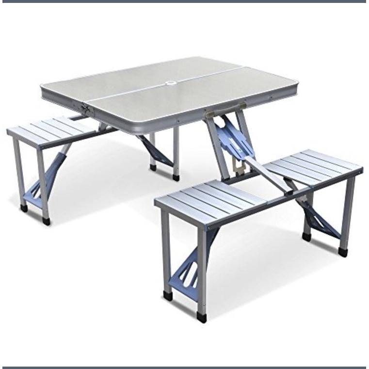 Portable Folding Aluminium Picnic Table and Chair Set by HitMyNeed