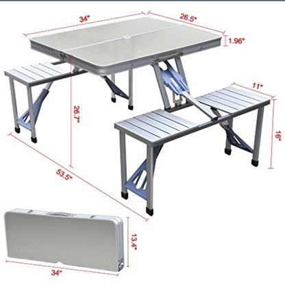 Portable Folding Aluminium Picnic Table and Chair Set by HitMyNeed