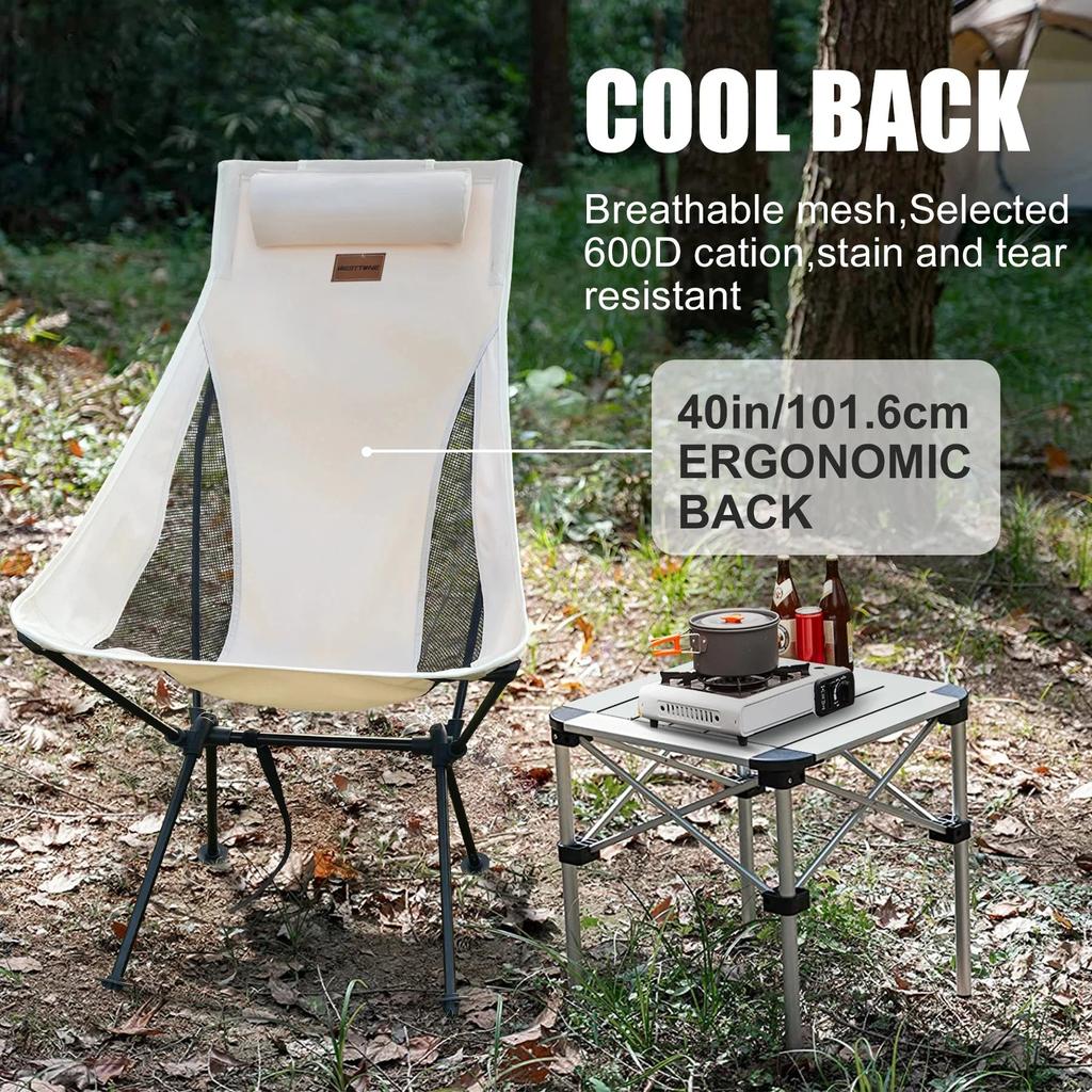 Portable Folding Camping Chair with Headrest by HitMyNeed