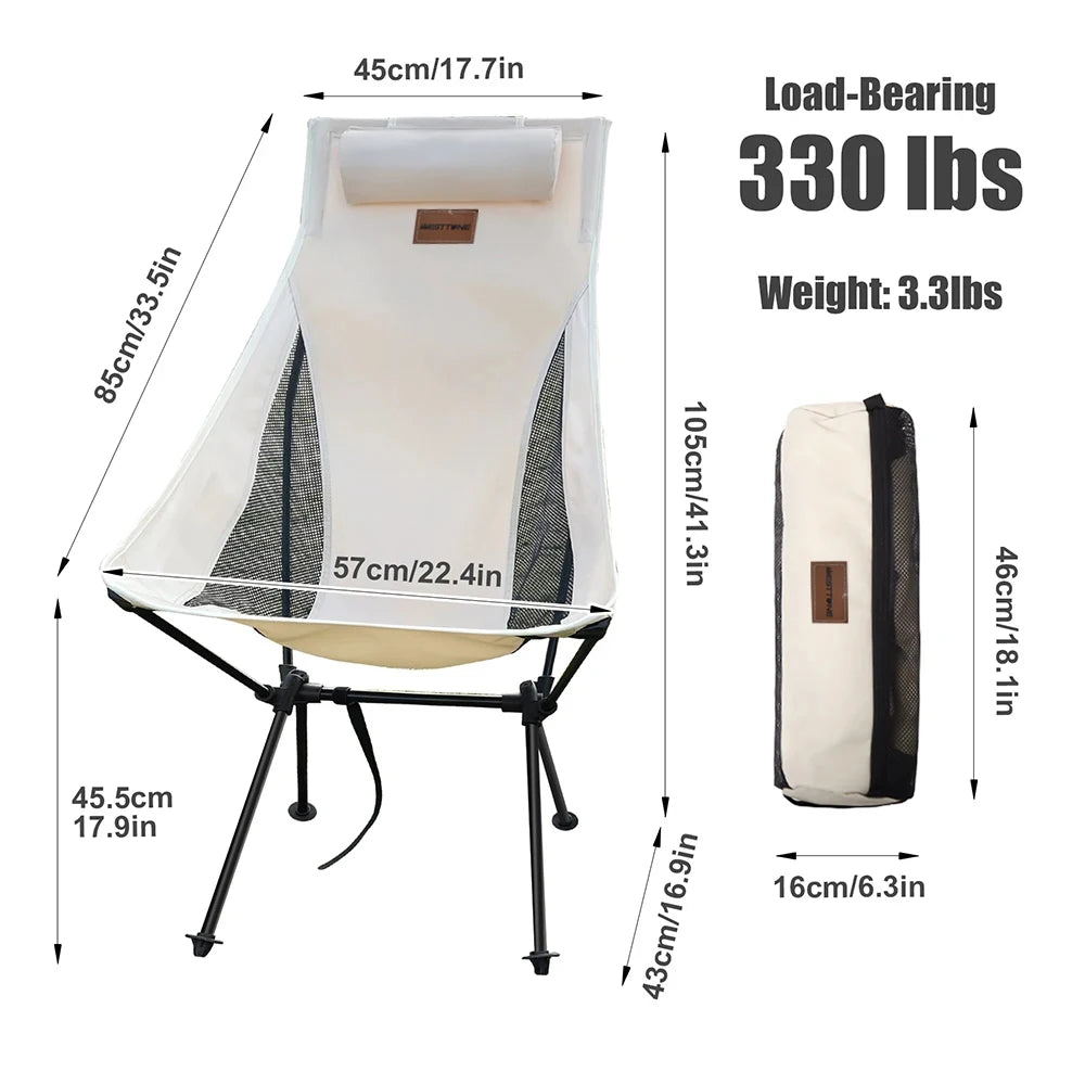 Portable Folding Camping Chair with Headrest by HitMyNeed