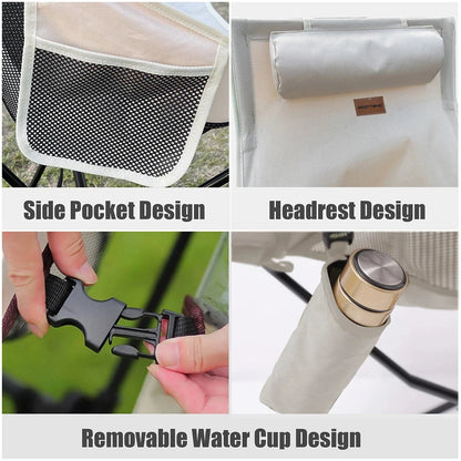 Portable Folding Camping Chair with Headrest by HitMyNeed