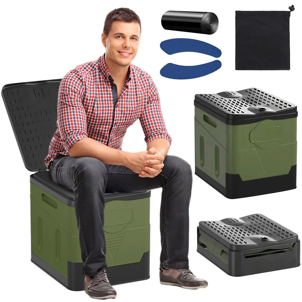 Portable Folding Camping Toilet with Seat & Cover by HitMyNeed