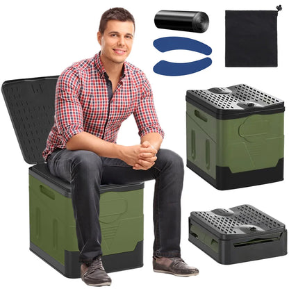 Portable Folding Camping Toilet with Seat & Cover by HitMyNeed