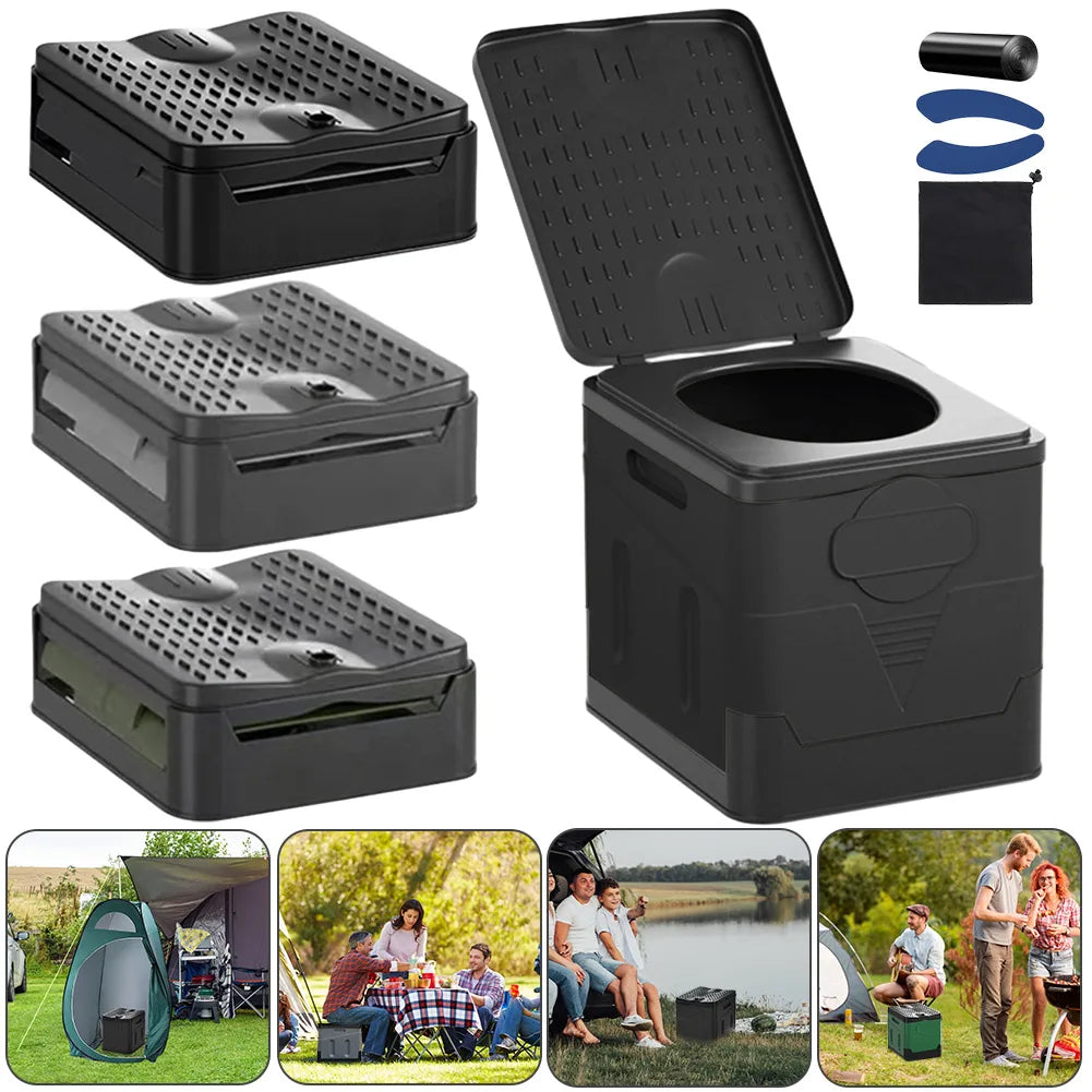 Portable Folding Camping Toilet with Seat & Cover by HitMyNeed