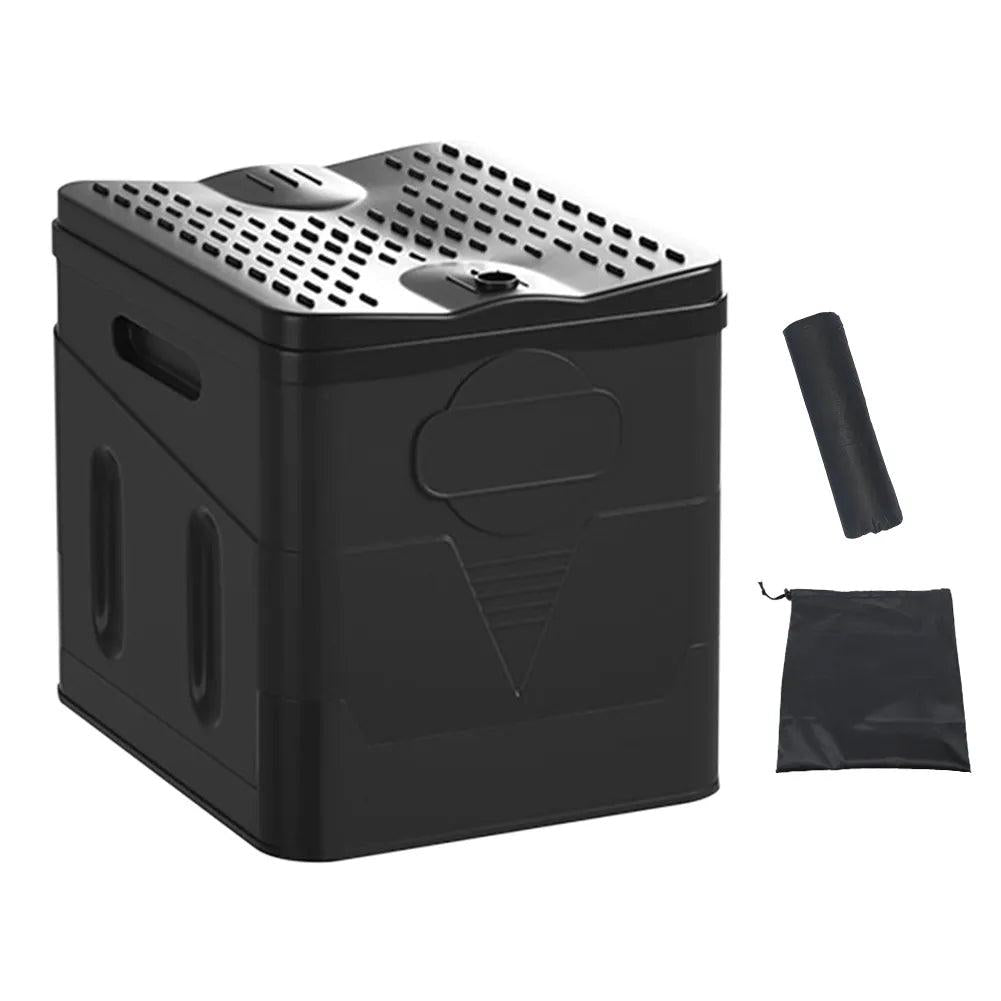 Portable Folding Camping Toilet with Storage Box with-garbage-bag by HitMyNeed