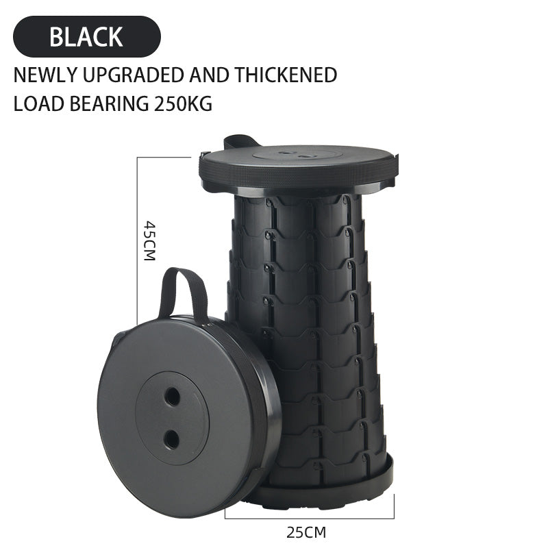 Portable Folding Telescopic Stool with Carry Bag black by HitMyNeed